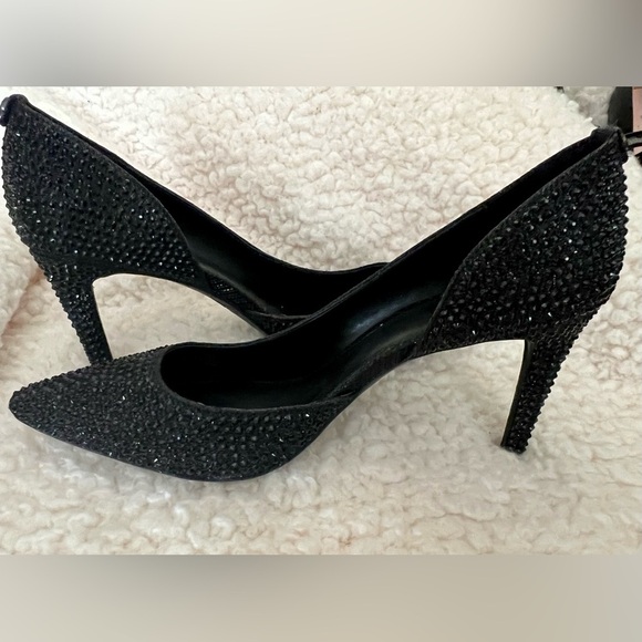 🎉HP🥳 NIB Michael Kors Dorothy Flex D’orsay Glitter Chain Mesh Heels in Black - Picture 10 of 12